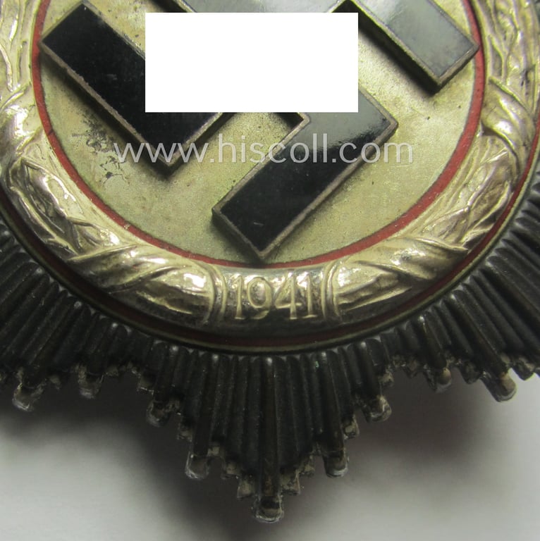 Stunning, neatly maker- (ie. '20'-marked-) example of WH (Heeres, LW etc.) 'Deutsches Kreuz in Silber' (or DKiS) being a (regular- ie. 'light-weight') piece that was produced by the: 'C.F. Zimmermann'-company