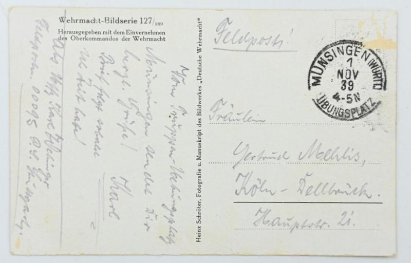 German WH Postcard 'Wehrmacht Bildserie 127/109'