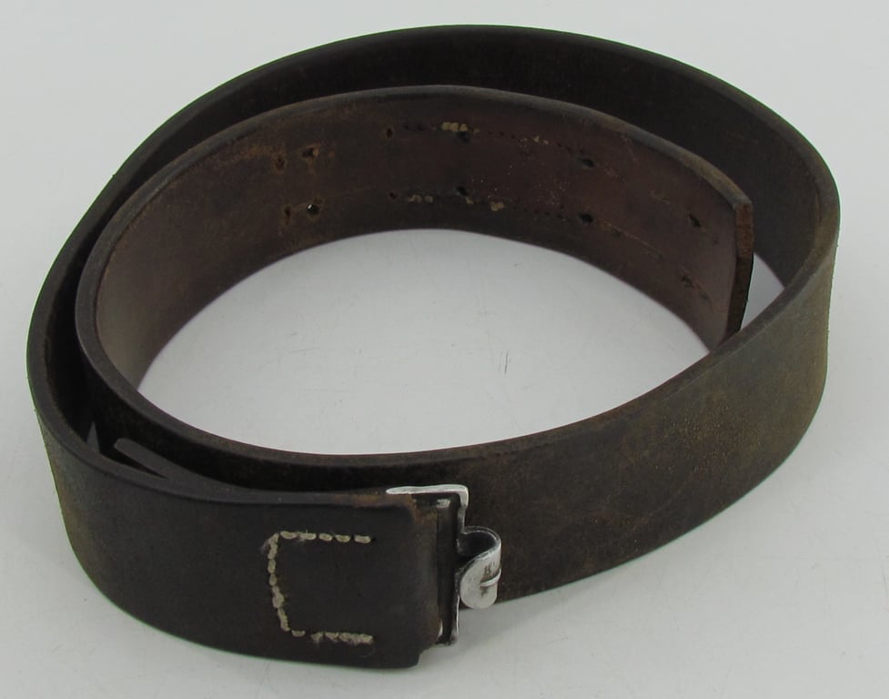Early Wehrmacht leather equipment belt with aluminum hook (1936)
