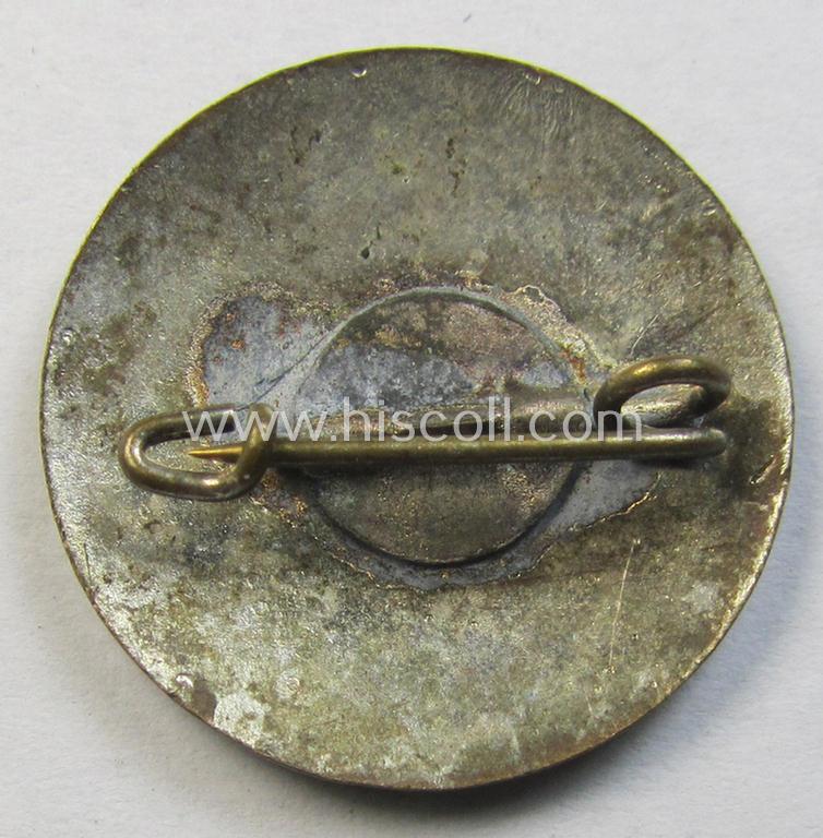 Superb - darker-red-coloured and very nicely preserved! - so-called: 'N.S.D.A.P.'-supporter-pin- ie. party-badge (or: 'Parteiabzeichen') being a smaller-sized specimen that it totally void of a makers'-designation