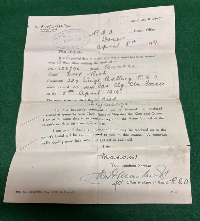 1919 Influenza Casualty Group-Bombardier F Rich