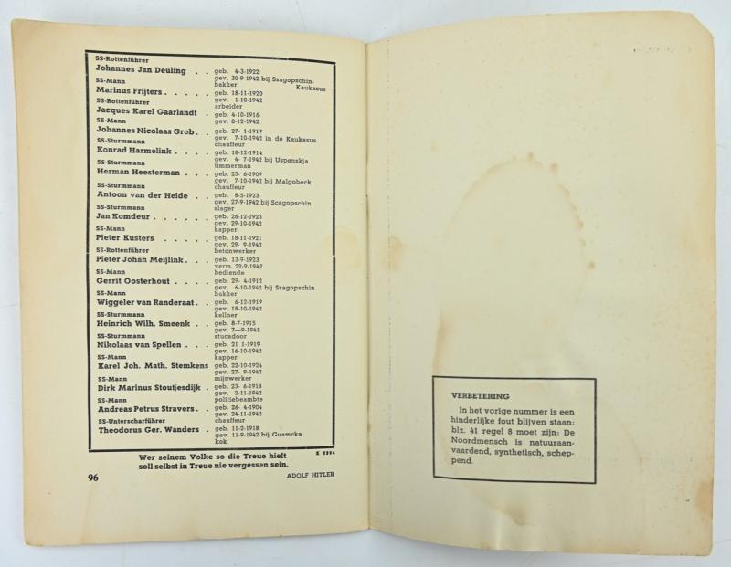 Dutch SS Booklet 'Vormingsbladen' Lentemaand 1943