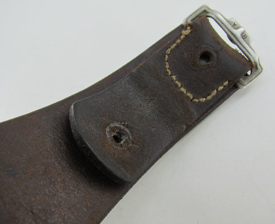 Early Wehrmacht leather equipment belt with aluminum hook (GA)