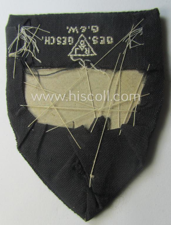 Truly used - and/or unsually confectioned! - RAD (ie. 'Reichsarbeitsdienst') EM-/NCO-pattern sleeve-badge (or: 'Dienststellenabzeichen') bearing the specialist- ie. unit-designation: '314/6'