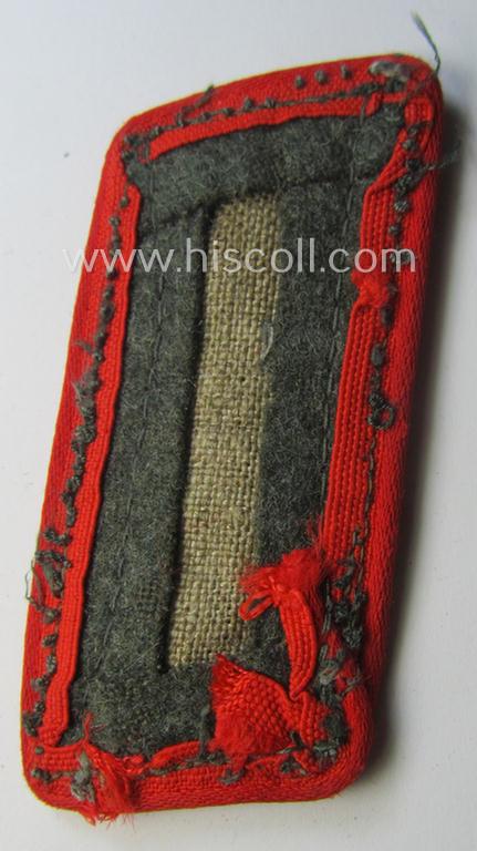 Mid- (ie. later-) war-period - albeit regrettably single! - WH (Heeres) field-grey-coloured, woolen-based- and/or bright-red-piped: 'Sturmgeschütze'-collar-tab having a greyish-toned 'Einheitskragenspiegel' attached