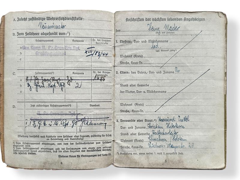 "Grossdeutschland'' Soldbuch -Heinz Mader-