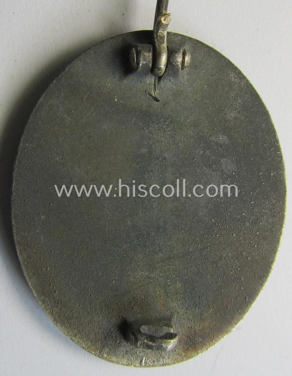 Attractive - and just moderately used- and worn! - example of a non-maker-marked and typical zinc (ie. 'Feinzink'-) based example of a silver-class wound-badge (or: 'Verwundeten-Abzeichen in Silber')