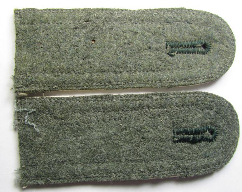 Fully matching pair of WH (Heeres), early- (ie. pre-) war-period 'M36'-pattern (ie. rounded-styled- and neatly 'cyphered') NCO-type shoulderstraps as was intended for an: 'Unteroffizier eines Wehrersatz-Dienstelle im Wehrkreis IX'