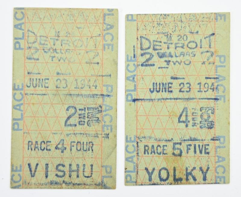 US WW2 Era Gambling Tickets 1944