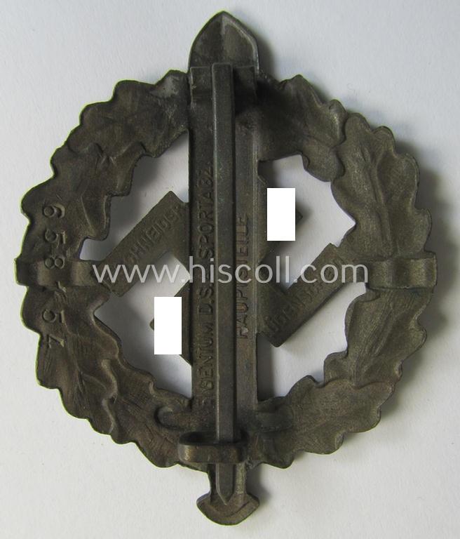 Superb, early- (ie. pre-) war-period 'SA Sportabzeichen in Bronze' being a nicely maker- (ie. 'E. Schneider'-) marked example that bears a unique, stamped bearers'-number that reads: '658154' on its back