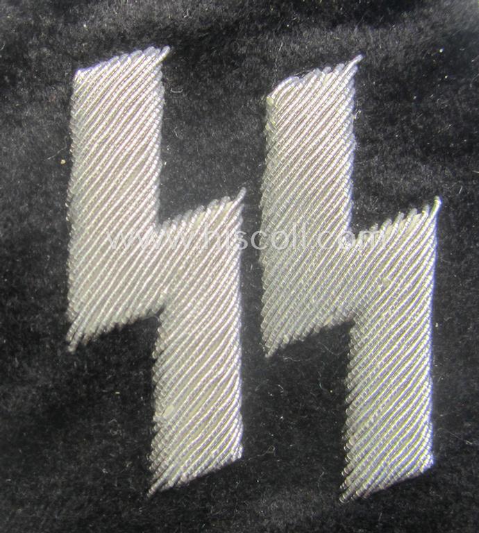 Stunning - and truly rarely encountered! - 'Allgemeine-SS' sleeve-diamond (ie.: 'Ärmelraute') as was worn by the members within the 'foreign', 'Allgemeine'-SS-units in both Norway, Belgium and the Netherlands (with its 'RzM'-etiket!)