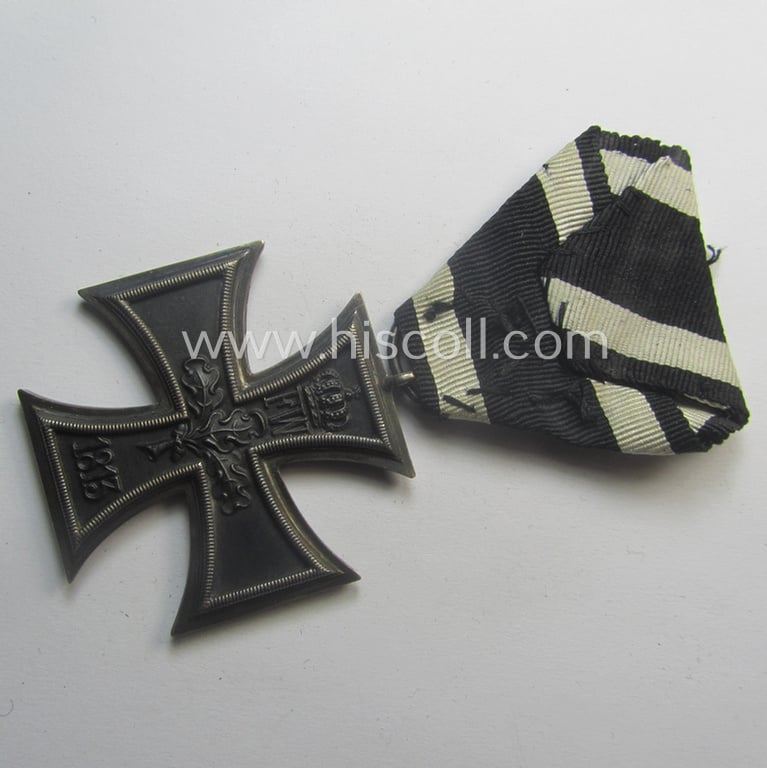 WWI-period: 'Eisernes Kreuz II. Klasse' that comes mounted onto its unusually folded ribbon (ie. 'Bandabschnitt')
