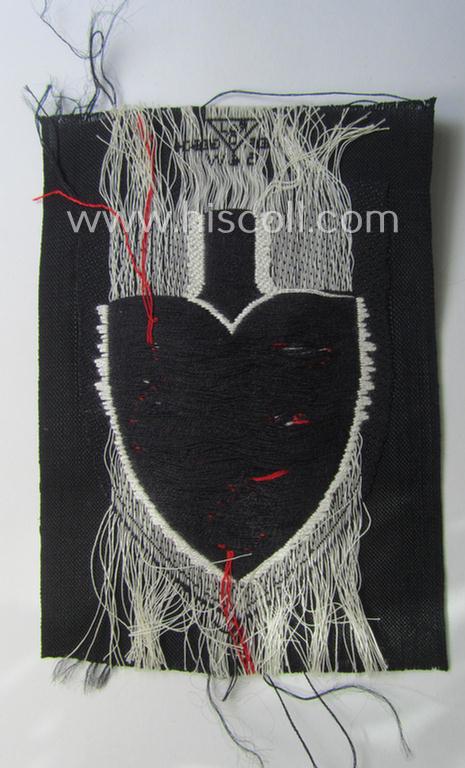 'BeVo'-woven, enlisted-mens'- (ie. NCOs'-) pattern so-called: RAD (ie. 'Reichsarbeitsdienst') sleeve-badge (or: 'Dienststellenabzeichen') bearing the specialist- ie. unit-designation that reads: '356/6'