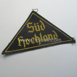 Truly used and/or worn 'HJ' ('Hitlerjugend') district-triangle (ie....