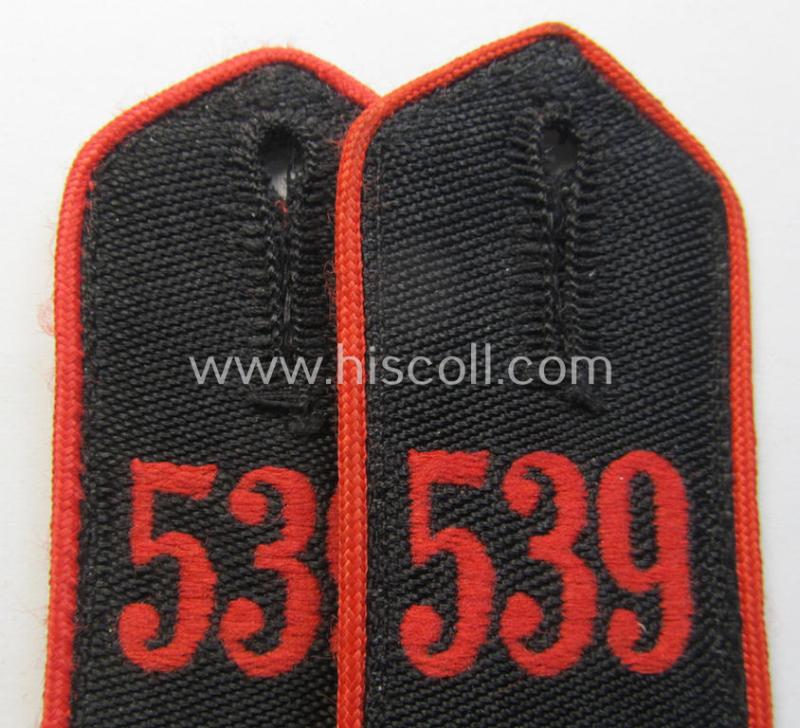 Attractive - and fully matching! - pair of so-called: 'Allgemeine-HJ' (ie. 'Hitlerjugend') shoulderstraps as was intended for usage by a: 'HJ-Gefolgschaftsführer' who was attached to the: 'Bann 539' (539 = 'Vöcklabruck')