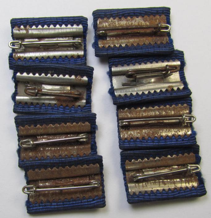 One-pieced medal-bar (ie. 'Band- o. Feldspange') as intended for the WH (Luftwaffe) 'Dienstauszeichnung für 4 Jahre Treue Dienste' (having a silver-coloured- and 'down-tail-type' eagle-device attached)