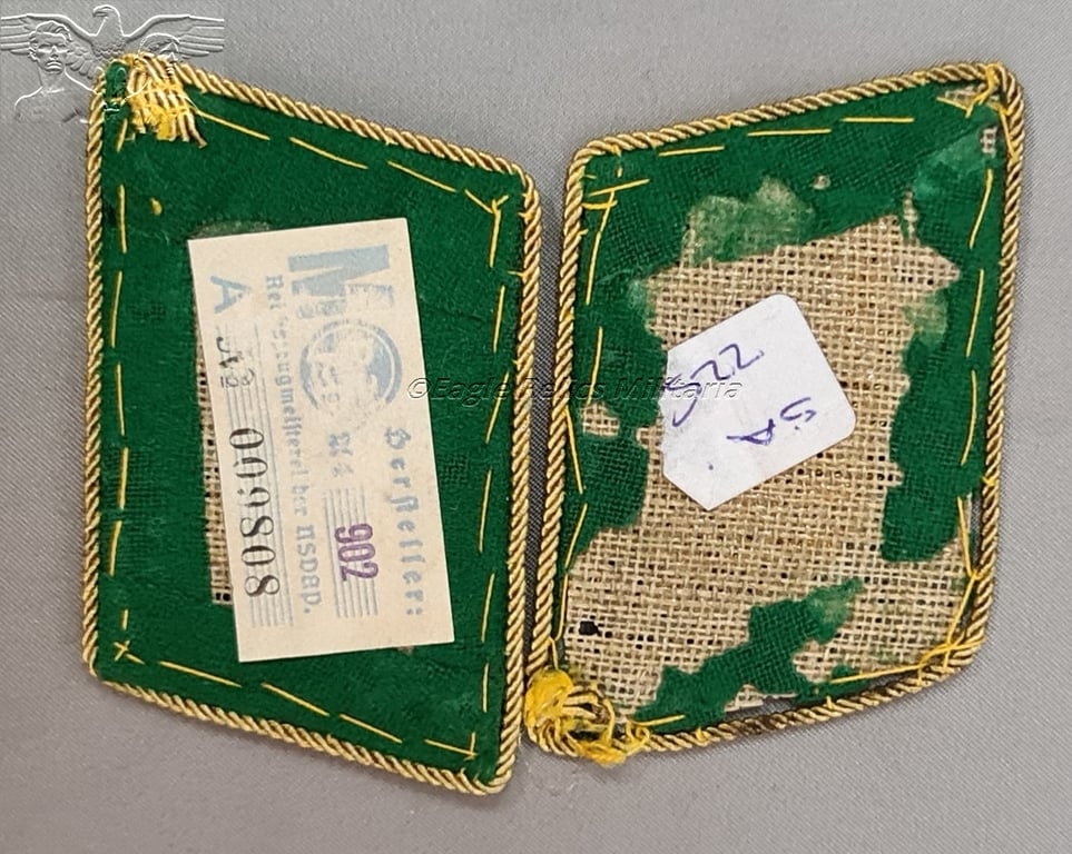 SA Standartenfuhrer Collar Patches | Gruppe Pommern. Matched | Pair.