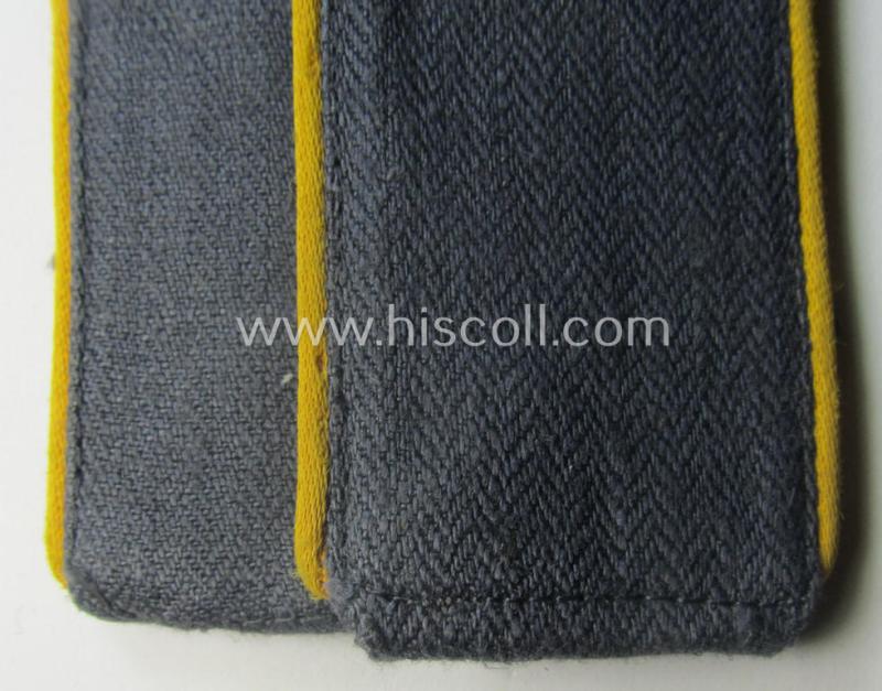 Pair of WH (Luftwaffe) shoulderstraps as was executed in typical 'HBT'-type cloth and piped in the bright-yellow-coloured branchcolour as was intended for a: 'Soldat der Flieger- o. Fallschirmjäger-Trpn.'