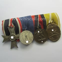4-pieced, WH (Heeres, LW, etc.) medal-bar (ie. 'Ordenspange')...