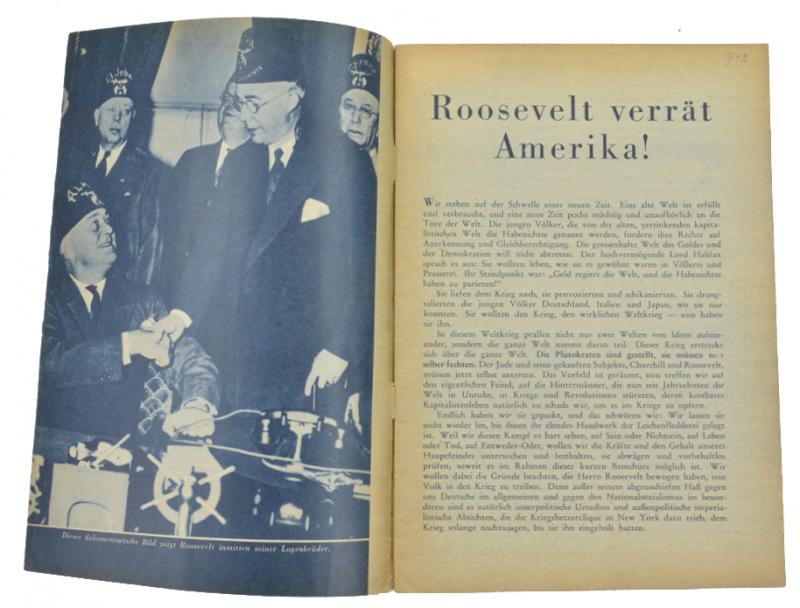German Anti Semitic Booklet 'Roosevelt Verrat Amerika!'