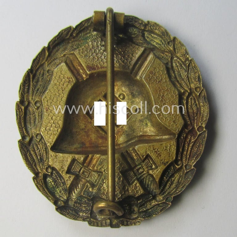 Luxuriously-styled, early-pattern silver-class wound-badge (ie.: 'Verwundeten Abzeichen in Silber') being a detailed so-called: 'Spanish Civil-War'-version that comes in a clearly used- and/or worn, condition