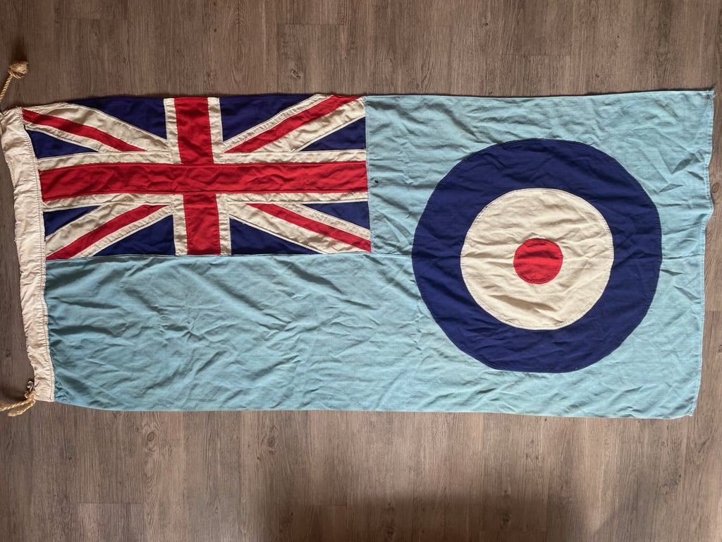 AUTHENTIC PANEL STICHED BRITISH WARTIME WW2 RAF STATION FLAG. ADDITIONAL PHOTOS