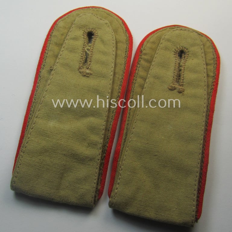 Pair of WH (Luftwaffe) 'tropical-styled', NCO-type shoulderstraps (as was specifically intended for usage onto the tropical-shirts ie. tunics) as was intended for a: 'Feldwebel. o. Wachtmeister der Flak-Art.-Trpn.'