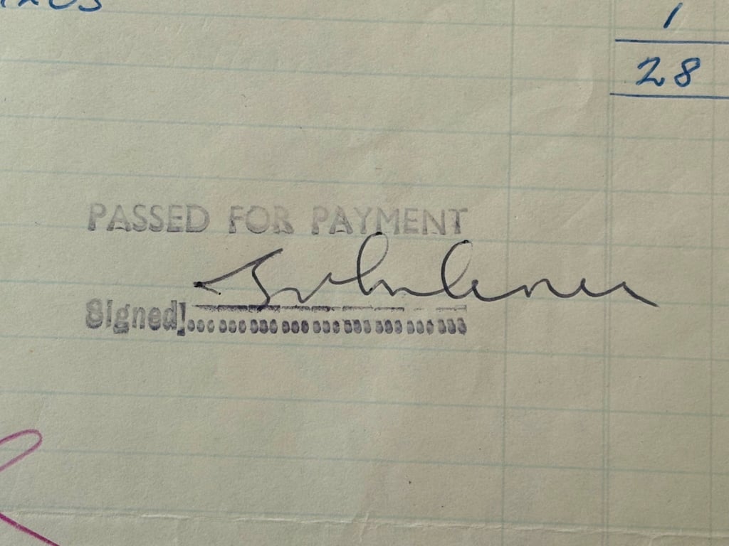 VERY RARE JOHN LENNON (BEATLES) HAND SIGNED RECEIPT DECEMBER 1st  1966.