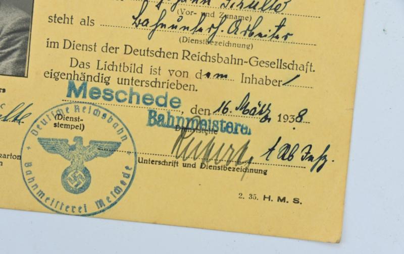 German Third Reich Reichsbahn Membercard