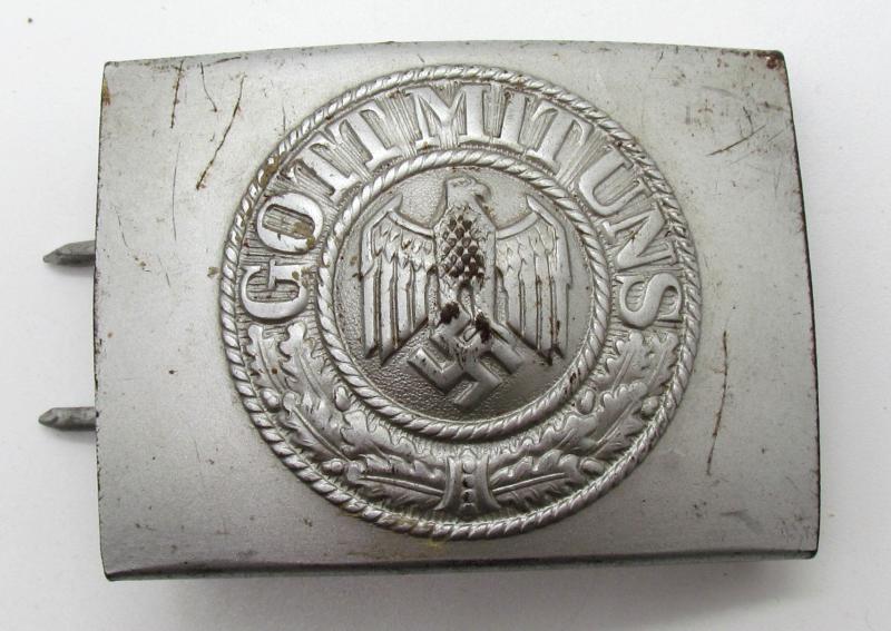 RARE Wehrmacht (Heer) steel belt buckle by Dr. Franke & Co 1942 in silver