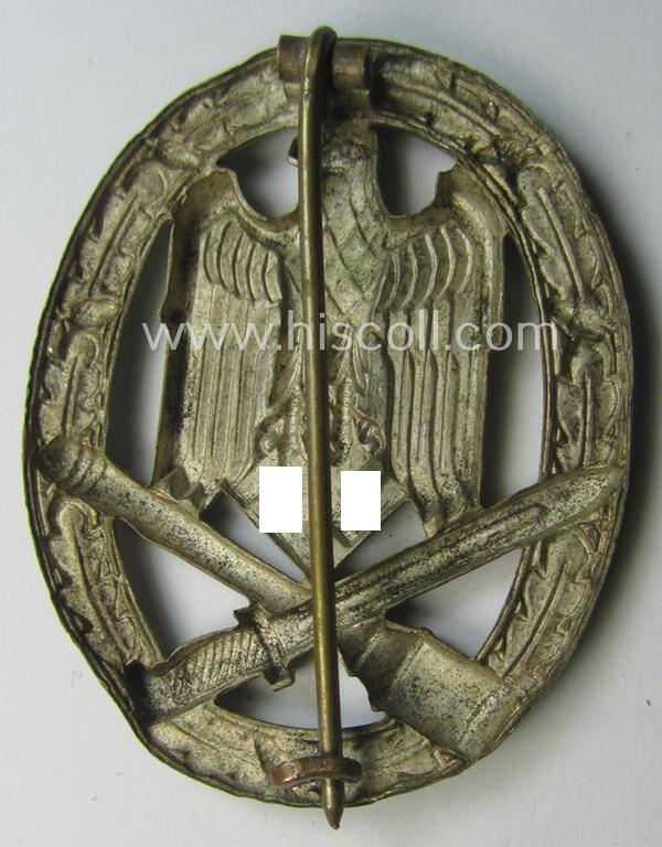 'Allgemeines Sturmabzeichen' (or: General Assault Badge ie. GAB) being a (typical!) unmarked, 'Buntmetall'-based- and/or 'hollow-back'-specimen as was produced by the: 'Wilhelm Deumer'-company