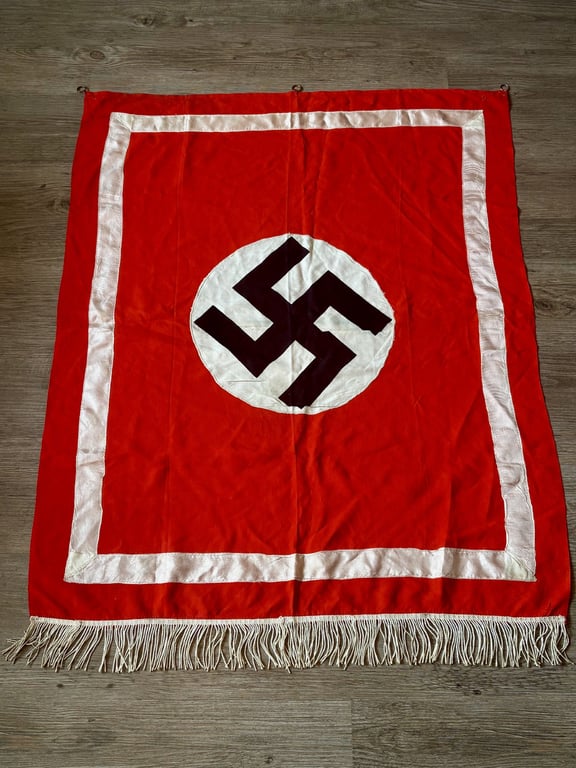 WWII THIRD REICH PODIUM FLAG DRAP WITH ORIGINAL RINGS AND TASSLES