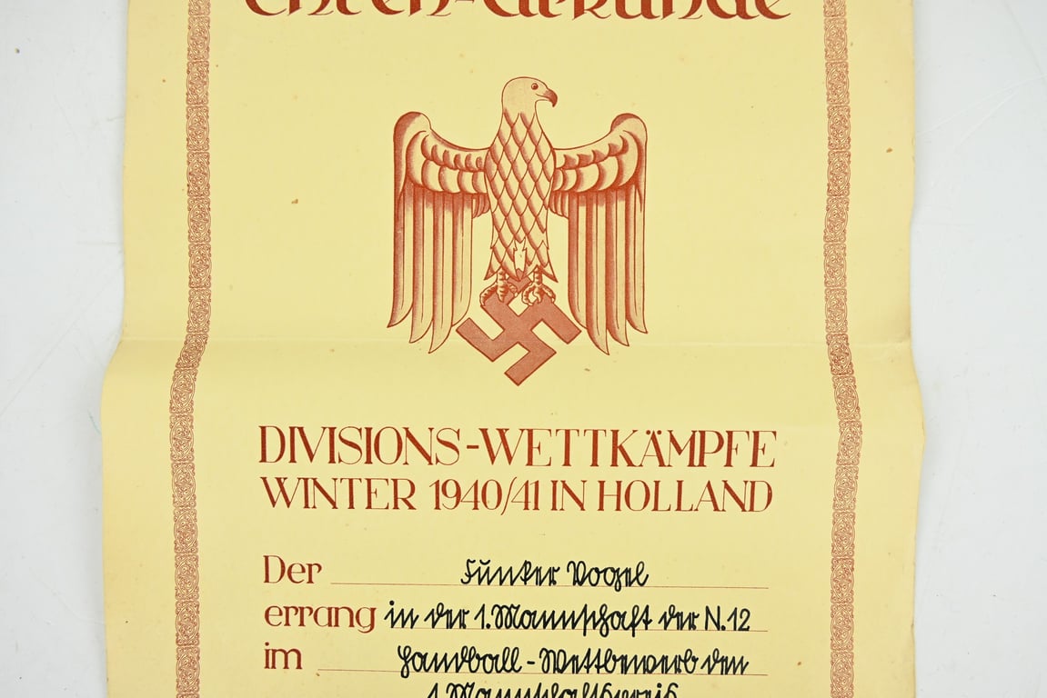 German WH Honor Certificate Holland 1940/41