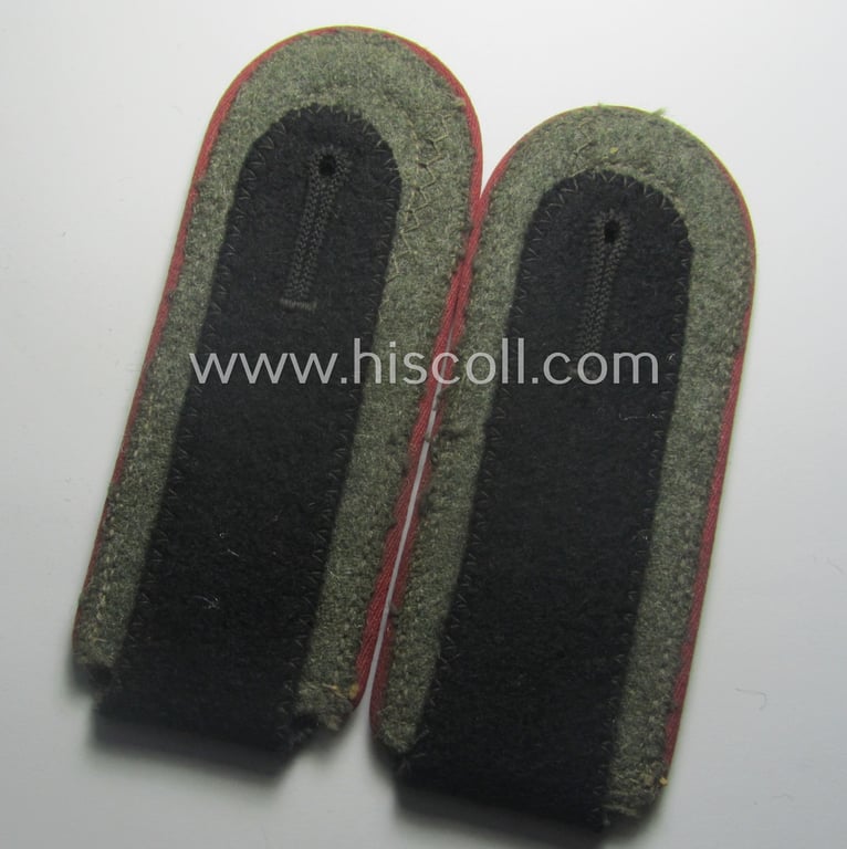 Superb - and fully matching! - pair of Waffen-SS (ie. 'SS-Panzer') NCO-type shoulderstraps (as was amongst others used on the black-coloured 'wrap-around'-tunics) as was intended for usage by an: 'Unterscharführer der SS-Panzer-Trpn.'