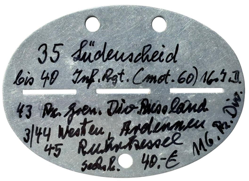 Heeres Erkennungsmarke 4. Kompanie Infanterie Regiment 60