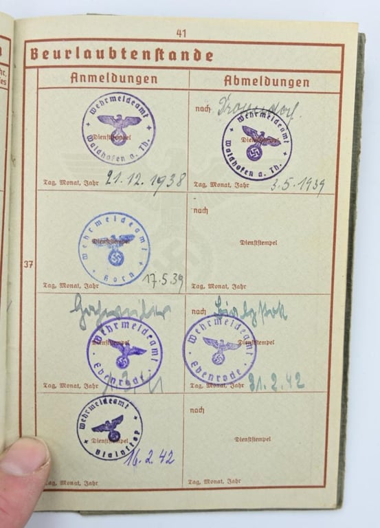 German WH Wehrpass Robert Meier KIA Wolchow