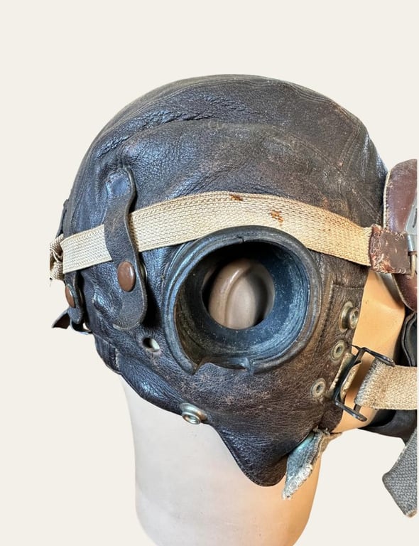 British WWII RAF Flight Cap, Goggles and Oxygen Mask