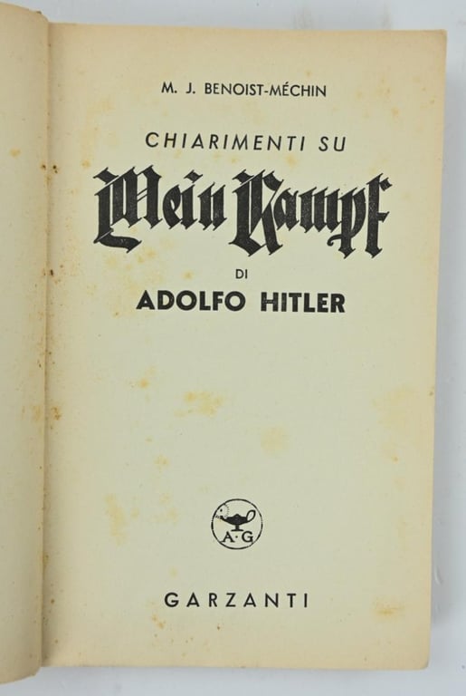 Italian WW2 Version of Adolf Hitler's Mein Kampf Book