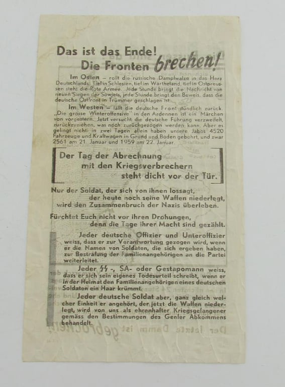 Allied Propaganda Leaflet “Die Russen sind da!” (CT-45), January 1945