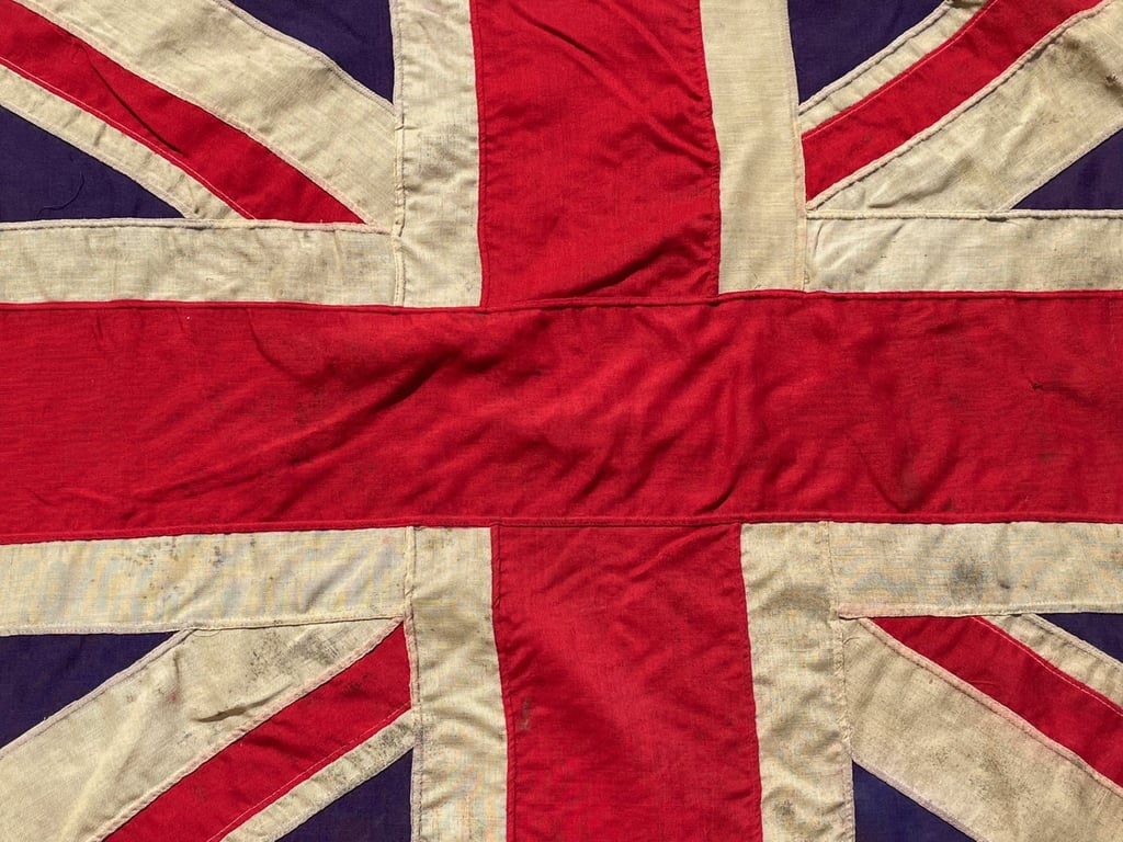 VERY RARE GIRL GUIDES PRE WW2 PANEL STITCHED UNION JACK BRITISH FLAG.