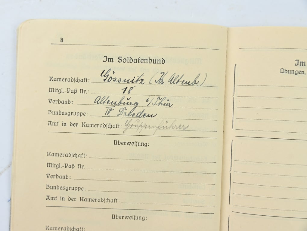 German Soldatenbund Memberpass