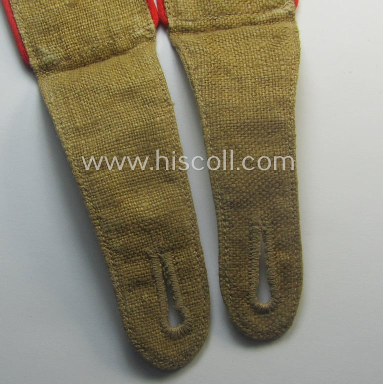 Pair of WH (Luftwaffe) 'tropical-styled', EM-type shoulderstraps: 'Soldat der Flak-Artillerie-Trpn.' (that comes with its accompanying pair of tropical LW-tunic-buttons)