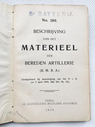 Dutch Artillery Pocketbook 1920