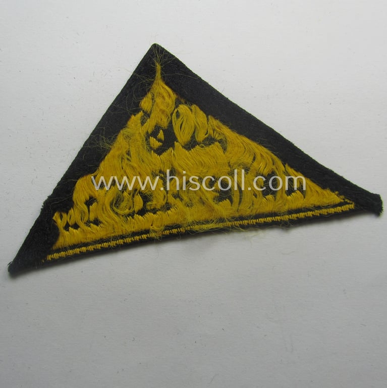Truly used and/or worn, 'HJ' ('Hitlerjugend') district-triangle (ie. 'Gebietsdreieck') entitled: 'West Hessen-Nassau'