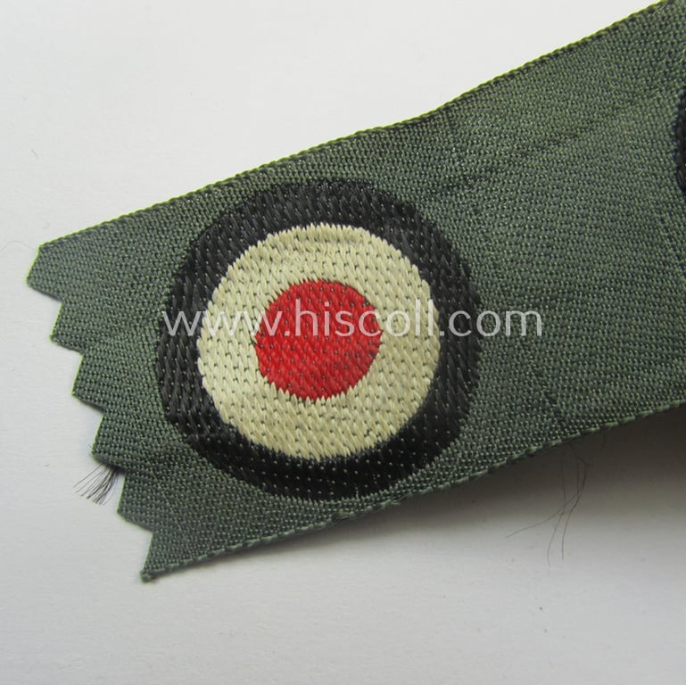 WH (Heeres) 'standard-issue'-pattern side-cap-cocarde (ie. 'Kokarde für Schiffchen-Mütze') as executed in: 'BeVo'-weave pattern