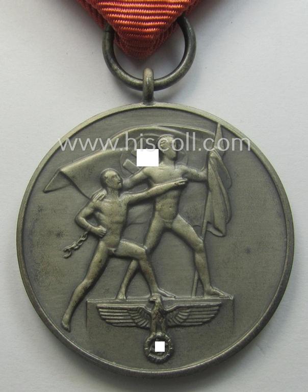 WH Austrian-occupation- (ie. 'Anschluss'-) medal: '13. März 1938' being a very attractive (and hardly tarnished) example that comes stored in its bright-red-coloured- and/or typical non-maker-marked etui as issued