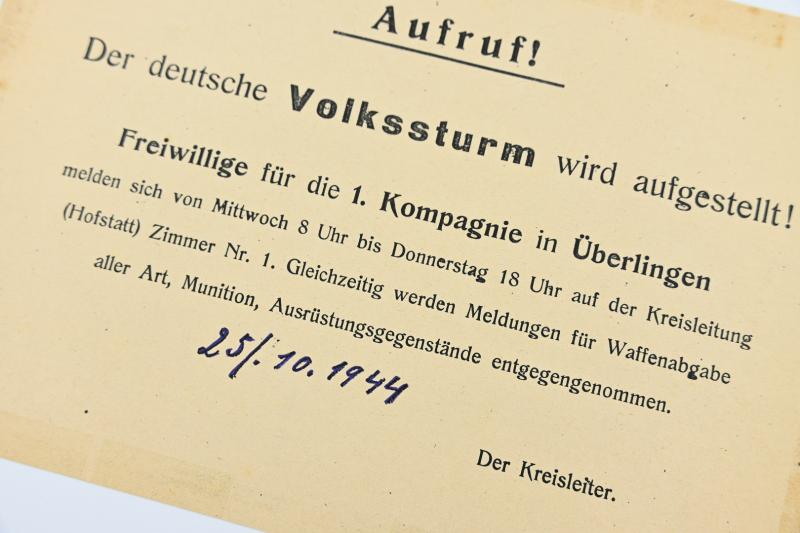 German Third Reich Flyer 'Volksturm'