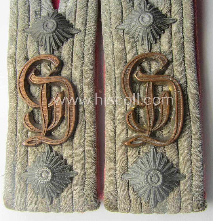 Truly used- and/or tunic-removed - and/or fully matching! - pair of WH (Heeres) officers'-type, neatly 'cyphered' shoulderboards as was intended for usage by a: 'Hauptmann der Pz-Truppen' who served within the 'GrossDeutschland'-Div.