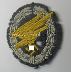 Truly used- and/or carefully tunic-removed, WH (Luftwaffe) 'Fallschirmschützen-Abzeichen...