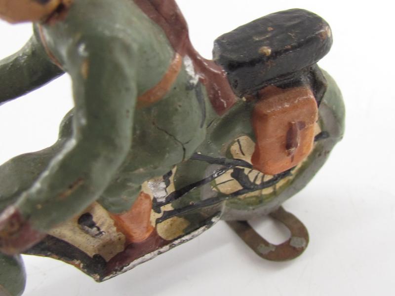 German Soldier On a Motor Bike ( Lineol )